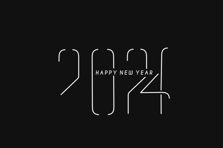 Happy New Year 2024 Text Typography Design Element flyer, banner